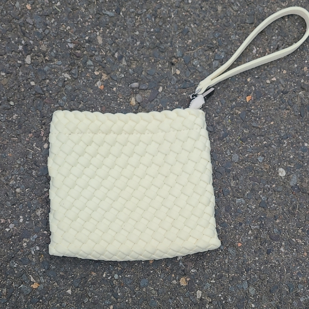 Elegant Cream Woven Wristlet